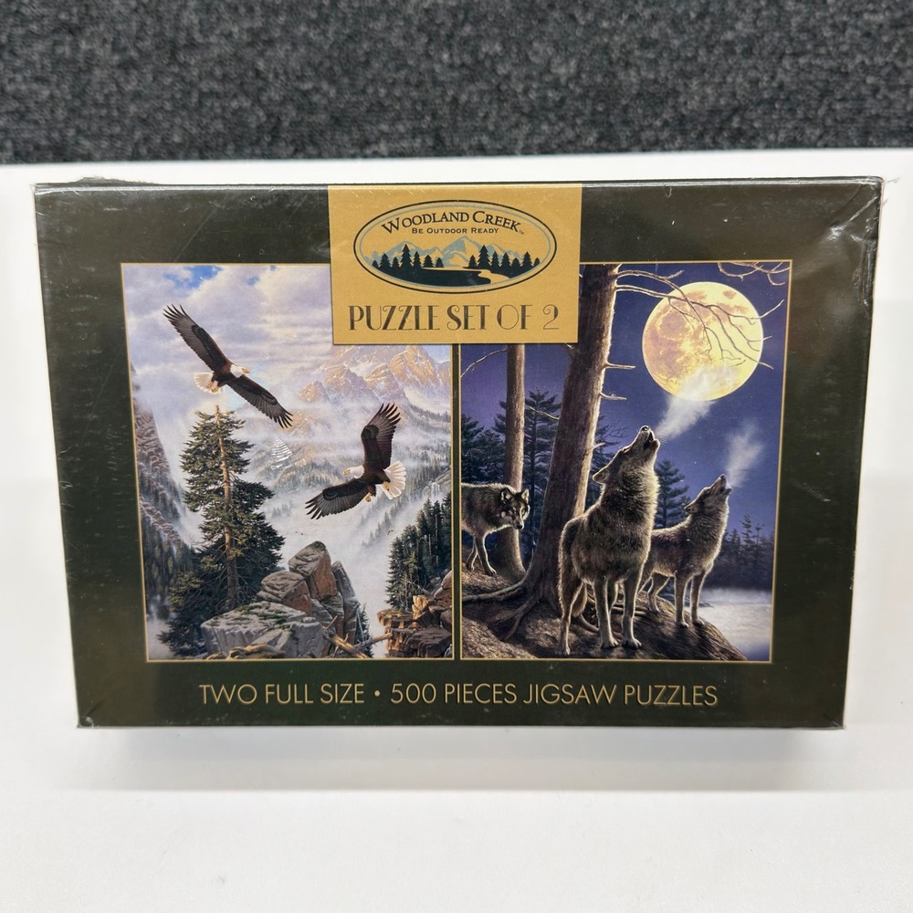 Woodland‎ Creek Puzzle Set of 2 Eagles and Wolves 500 Pieces Each Nature Jigsaw